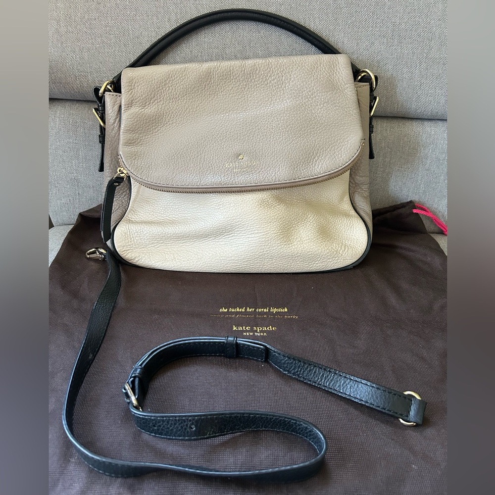 Kate Spade - Cobble Hill Devin Satchel (Putty/Black)